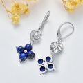 wholesale 925 Sterling Silver Blue Lapis 5mm Rose Flower Leverback Dangle Earrings for Women-0-3