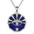 wholesale 925 Sterling Silver Blue Lapis Lazuli Star Evil Eye Pendant Necklace for Women-0-0