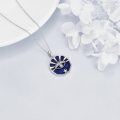 wholesale 925 Sterling Silver Blue Lapis Lazuli Star Evil Eye Pendant Necklace for Women-0-4