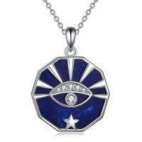 wholesale 925 Sterling Silver Blue Lapis Lazuli Star Evil Eye Pendant Necklace for Women- Rhodium Plated