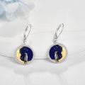 wholesale 925 Sterling Silver with Lapis Lazuli and Cat Design Crescent Moon Earrings for Women-0-3