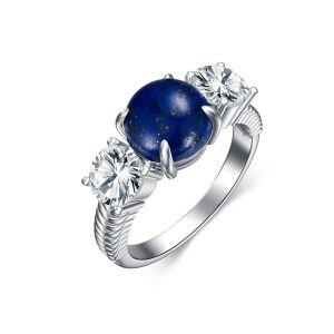 Sterling Silver Lapis September Birthstone Rings-0