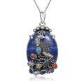 wholesale 925 Sterling Silver & Lapis Lazuli Peacock Design Pendant Necklace for Women and Girls-0-0