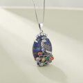 wholesale 925 Sterling Silver & Lapis Lazuli Peacock Design Pendant Necklace for Women and Girls-0-3