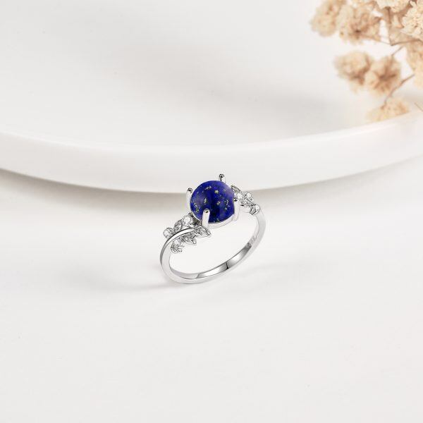 Sterling Silver Lapis Lazuli Eternity Rings-3