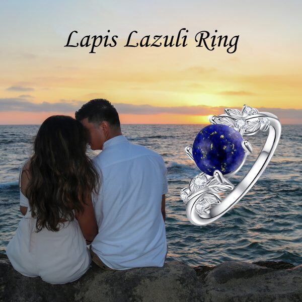 Sterling Silver Lapis Lazuli Eternity Rings-5