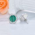 wholesale 925 Sterling Silver Studs with Green Striped Stone and Cubic Zirconia Birthstone s for Her-0-4
