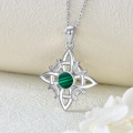wholesale 925 Sterling Silver Witches Knot Birthstone Necklace Wicca Moon Celtic Pendant-0-3
