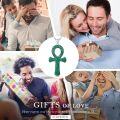 wholesale 925 Sterling Silver Green Stone Ankh Cross Pendant Necklace s - Ancient Egyptian Charm Protection Jewelry for Women and Men-0-6
