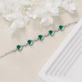 wholesale 925 Sterling Silver Green Malachite Heart-Shaped Bracelet for Women-0-3