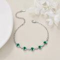 wholesale 925 Sterling Silver Green Malachite Heart-Shaped Bracelet for Women-0-4