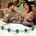 wholesale 925 Sterling Silver Green Malachite Heart-Shaped Bracelet for Women-0-5