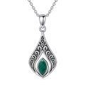 wholesale 925 Sterling Silver Malachite Filigree Teardrop Pendant Necklace for Women-0-0