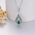 wholesale 925 Sterling Silver Malachite Filigree Teardrop Pendant Necklace for Women-0-3
