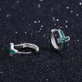 wholesale 925 Sterling Silver Green Malachite Cross Stud Hoop Earrings s for Women Girls-0-4