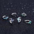 wholesale 925 Sterling Silver Green Malachite Cross Stud Hoop Earrings s for Women Girls-0-5