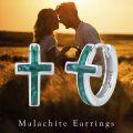 wholesale 925 Sterling Silver Green Malachite Cross Stud Hoop Earrings s for Women Girls-0-6
