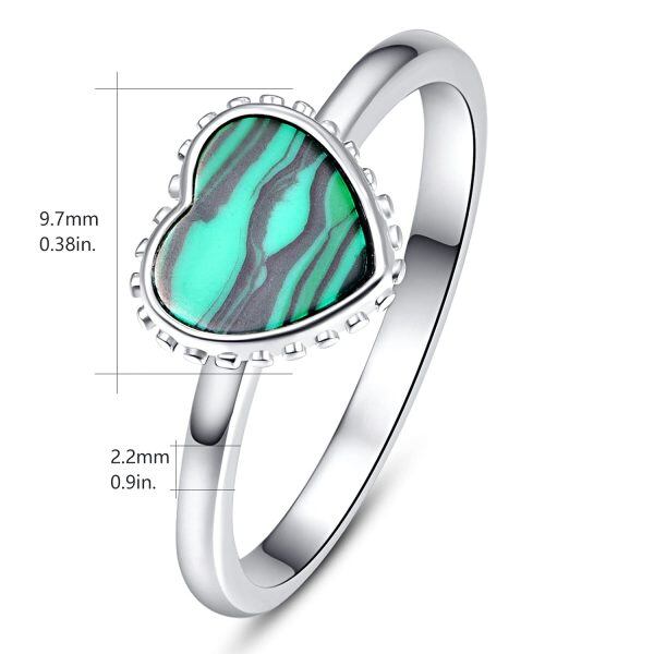 Sterling Silver Heart Shaped Malachite Eternity Rings-1