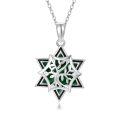 wholesale 925 Sterling Silver Green Enamel Star of David Pendant Necklace Judaica Gifts for Her-0-0