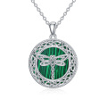 wholesale 925 Sterling Silver Green Malachite Celtic Knot Dragonfly Necklace Pendant s for Women Girlfriends-0-0