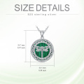 wholesale 925 Sterling Silver Green Malachite Celtic Knot Dragonfly Necklace Pendant s for Women Girlfriends-0-1