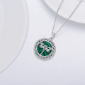 wholesale 925 Sterling Silver Green Malachite Celtic Knot Dragonfly Necklace Pendant s for Women Girlfriends-0-4