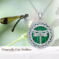 wholesale 925 Sterling Silver Green Malachite Celtic Knot Dragonfly Necklace Pendant s for Women Girlfriends-0-5