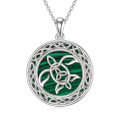 wholesale 925 Sterling Silver Green Malachite Round Celtic Knot Pendant Necklace s for Her-0-0