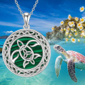 wholesale 925 Sterling Silver Green Malachite Round Celtic Knot Pendant Necklace s for Her-0-5