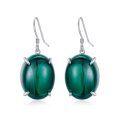 wholesale 925 Sterling Silver Malachite Green Oval Dangle Earrings - Elegant s for Women & Teenage Girls-0-0