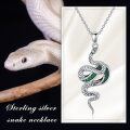 wholesale 925 Sterling Silver Green Malachite Snake Pendant Necklaces s for Women-0-5