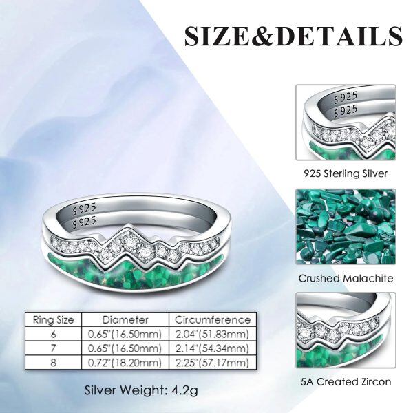 Sterling Silver Mountain Malachite Stackable Ring-1