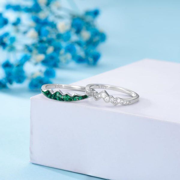 Sterling Silver Mountain Malachite Stackable Ring-4