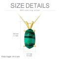 wholesale 925 Sterling Silver Plated Gold- Malachite Oval Pendant Necklace for Women - Valentines Gift-0-1