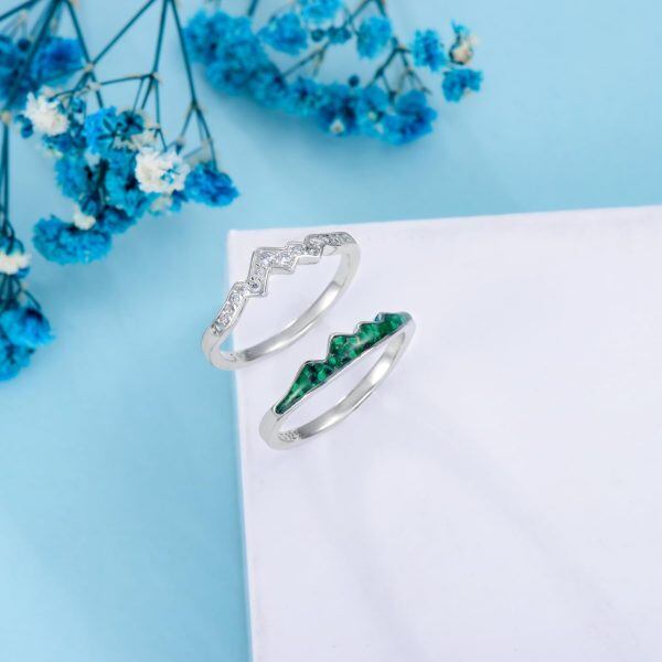 Sterling Silver Mountain Malachite Stackable Ring-5