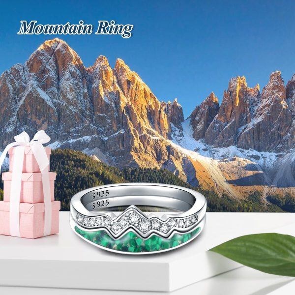 Sterling Silver Mountain Malachite Stackable Ring-6