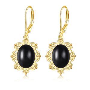 Sterling Silver Filigree Black Onyx Dangle Earrings-0