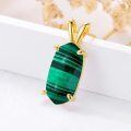 wholesale 925 Sterling Silver Plated Gold- Malachite Oval Pendant Necklace for Women - Valentines Gift-0-3
