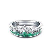 wholesale S925 Sterling Silver Mountain Malachite Stackable Ring- US # 7