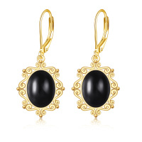 wholesale 925 Sterling Silver Filigree Earrings with Black Onyx Stone for Women- Gold Plated