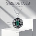 wholesale 925 Sterling Silver Hamsa Hand of Fatima Pendant Necklace with Green Simulated Malachite Stone for Women and Men-0-1
