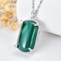 wholesale 925 Sterling Silver Malachite Jade Necklace with Oval Green Stone Pendant and 18+2 Chain - Perfect Christmas/Birthday Gift for Her-0-3