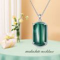 wholesale 925 Sterling Silver Malachite Jade Necklace with Oval Green Stone Pendant and 18+2 Chain - Perfect Christmas/Birthday Gift for Her-0-5