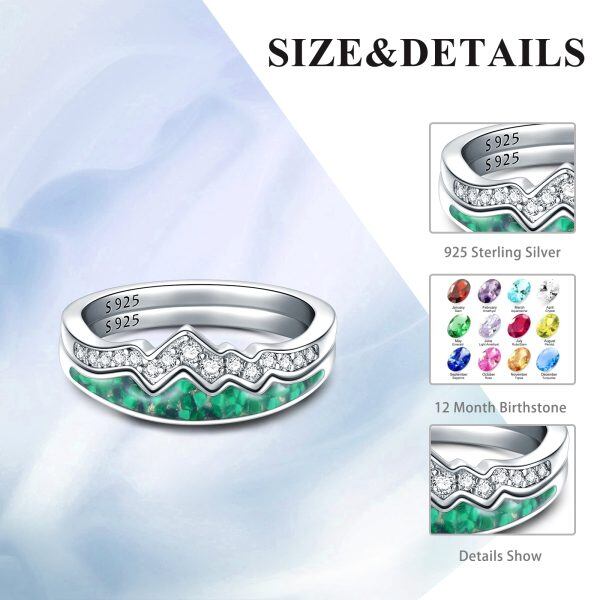 Sterling Silver Mountain Malachite Stackable Ring-1