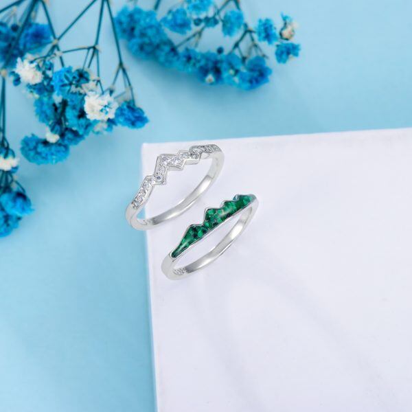 Sterling Silver Mountain Malachite Stackable Ring-3