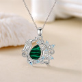 wholesale 925 Sterling Silver and Green Malachite Peacock Pendant Necklace - Women's  for Anniversaries & Birthdays-0-3