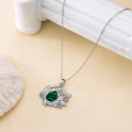 wholesale 925 Sterling Silver and Green Malachite Peacock Pendant Necklace - Women's  for Anniversaries & Birthdays-0-4