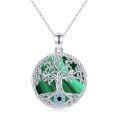 wholesale 925 Sterling Silver Green Moss Agate Evil Eye Tree of Life Pendant Necklace for Women Girls  Set-0-0