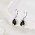 wholesale 925 Sterling Silver Black Onyx Teardrop Flower Pendant Necklace for Women Girls-0-3
