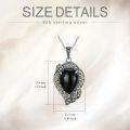 wholesale 925 Sterling Silver & Marcasite Teardrop Black Onyx Pendant Necklace Gift for Mom/Wife/Girlfriend-0-1